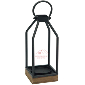 Metal Candle Lantern Set With Black Finished Ramadan <b>Table</b> Decor Lantern Candle <b>Arrangements</b> - Product Image 2