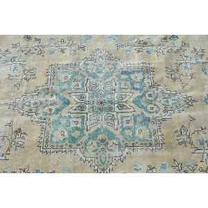 Alfombra Turca Vintage Grande de 5.6x9.8 pies, Alfombra de Lana con Diseño Floral Azul - Product Image 4