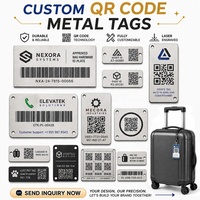 Individuell Lasergravierte Metall-QR-Code-Logo-Etiketten Tragbare QR-Code-Etiketten für Gepäck Koffer Haustier-Anti-Verlust-Zubehör