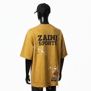 Camiseta 100% algodón para hombre, corte holgado, estampada, camiseta extragrande para hombre, algodón teñido, estilo desgastado, estampado en serigrafía, logotipo personalizado, camiseta para hombre - Product Image 5