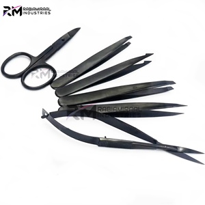 RMI Instruments de beauté les plus populaires Meilleur produit Pince à sourcils noire à 4 points en acier inoxydable avec cuticules et ciseaux à ressort - Product Image 5