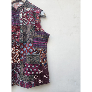Best Quality Women's Sleeveless Quilted Organic Cotton <b>Patchwork</b> <b>Jacket</b> Indian Handmade Unique Bohemian Style Comfortable - Product Image 3