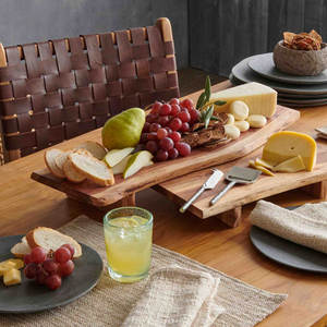 Tabla de queso de bambú desequilibrada 2025 con diseño de aspecto antiguo de acero inoxidable para el hogar y el restaurante, Decoración de mesa para picar - Product Image 6