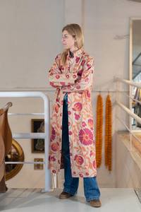 Suzani abrigo bordado Kimono bohemio europeo estilo bohemio elegante bata de playa Chaqueta larga señora chaqueta Vintage - Product Image 5