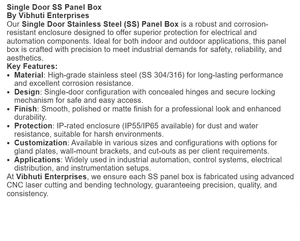 Boîtier de panneau électrique en acier inoxydable de qualité industrielle avec plaque arrière amovible, installation facile, distribution d'énergie fiable - Product Image 6