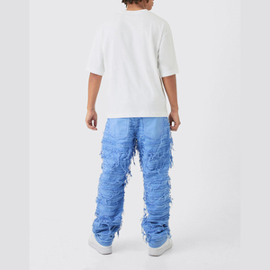 Cheap Streetwear Stack Denim Pants Cotton <b>Baggy</b> Stacked Jeans <b>Men</b> Long Straight Pants Washed Wide Leg <b>Trousers</b> for Man - Product Image 5