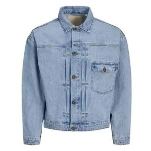 Chaqueta Vaquera Azul para Mujer, Estilo Casual Urbano, Detalle de Botones, Estilo Moderno de Moda Urbana, Chaquetas y Abrigos Vaqueros para Mujer - Product Image 1