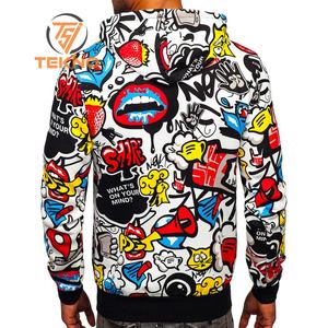 เสื้อฮู้ดสำหรับผู้ชายพิมพ์ลายซับลิเมชันโพลีเอสเตอร์แบบสวมหัวทรงโอเวอร์ไซส์3D พิมพ์ลาย - Product Image 3