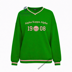 Sweat-shirt Alpha Kapa Alpha Sorority, pull décontracté en coton pour femme, col rond, style universitaire, surdimensionné, jersey brodé, pull de qualité supérieure - Product Image 3