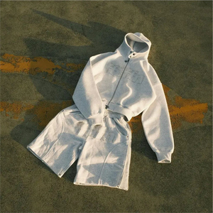 Custom Logo High Quality French Terry Unisex Casual Solid Eco-Friendly Breathable Hooded <b>Sweatpants</b> Sweatshirt <b>Sweatpants</b> <b>Set</b> - Product Image 1