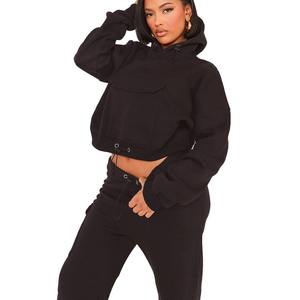 Sudadera con capucha informal con logotipo personalizado de alta calidad, conjunto de dos piezas de lavado ácido unisex, conjuntos de sudaderas con capucha y pantalones de chándal sólidos - Product Image 6