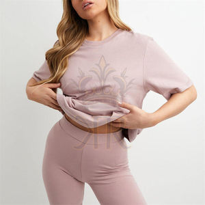 Camiseta de cuello grueso para mujer, camiseta de gran tamaño, Camiseta con estampado de pantalla para mujer, Camiseta de algodón con logotipo de impresión personalizada, camiseta sólida - Product Image 5