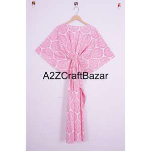 Kaftan indien 100% coton pur, taille unique, kaftan long en coton doux, robe kaftan en coton, imprimé à la main, vêtements de nuit, robe maxi - Product Image 5