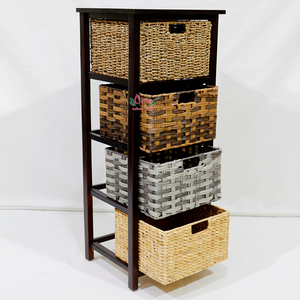 Armoire de rangement EcoCraft Vietnam pour joncs de mer naturels et jacinthes d'eau avec étagères de présentation faites à la main - Product Image 3