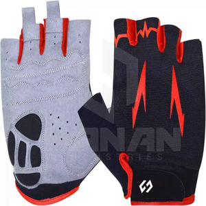 Gants de conduite de moto demi-doigt antidérapant rembourrage en gel écran tactile coupe réglable en cuir écologique respirant vente en gros - Product Image 1