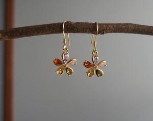 Natural Zircon Gemstone Sterling Silver <b>Small</b> Flower Dangle Earrings Colorful Gold Floral Jewelry Cute Dainty Gift for Her - Product Image 2