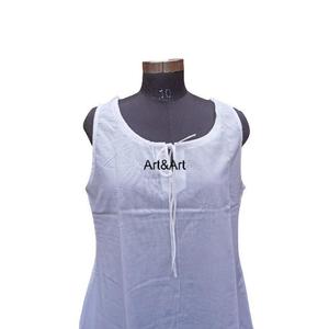 Women's Simple White Cotton Shift Dress Handmade Lace Versatile for Spring Summer Autumn Winter Natural Pockets Included - Product Image 5