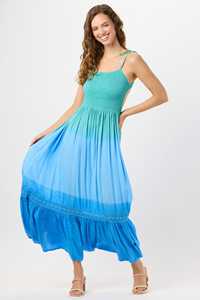 Robe maxi de plage sans manches à col mandarin et dos nu, 100% coton, écologique et anti-froissement, respirante, style vintage - Product Image 5