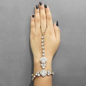 Tip Top Fashions 1502411 <b>Fine</b> <b>Jewelry</b> <b>Set</b> Gold Plated Glass Stone Chain Hand Harness - Product Image 1