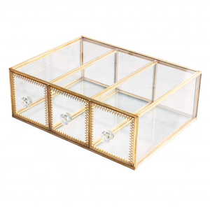 Set of 4 Classic Stylish Metal <b>Jewellery</b> Decorative <b>Glass</b> Storage <b>Box</b> Customized Shape Golden Metal Premium Look <b>Jewellery</b> <b>Box</b> - Product Image 4