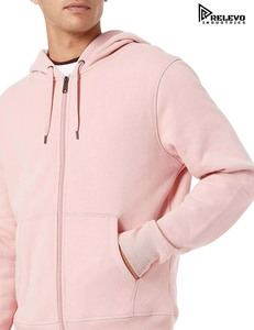 Sweat à capuche unisexe en coton molletonné respirant avec fermeture éclair, plusieurs couleurs, étiquette privée, vente en gros - Product Image 3