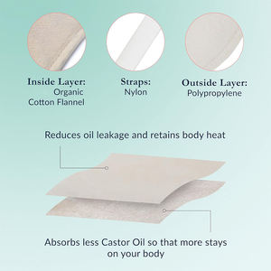 น้ำมันละหุ่งออร์แกนิกใช้ซ้ำได้ห่อด้วยผ้าสักหลาดผ้าฝ้ายออร์แกนิกสำหรับห่อตัวที่มีน้ำมันละหุ่งประคบร้อนเย็นคอดีท็อกซ์ตับ - Product Image 5