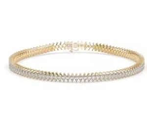 Bracelet de tennis en diamant moissanite de forme ronde glacé Bracelet plaqué or jaune 18 carats pour fille et femme au meilleur prix - Product Image 5
