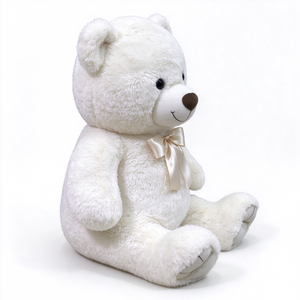 Oso de Peluche Blanco Único con Lazo de Satén, Juguete Suave Unisex - Product Image 5