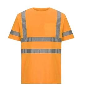 Chemise de sécurité haute visibilité de qualité supérieure, personnalisée, élégante, 90% polyester avec ligne réfléchissante, vêtements de travail, manches courtes, prix attractif - Product Image 4