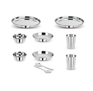 Fourniture directe d'usine de 10 pièces inspirées de l'ensemble de vaisselle découpé au laser en acier inoxydable comprend des assiettes à dîner rondes plats couverts - Product Image 1