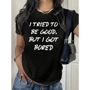 Camiseta de ocio para mujer para Primavera/Verano Top estampado estándar de un color hecho en China - Product Image 1