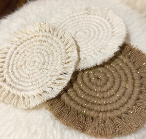 Posavasos de macramé redondos o en forma de caracol, cuerda de algodón natural de Glowin Fashion - Product Image 2