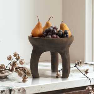 Bol décoratif de table pour fruits, écologique, jetable, créatif, moderne, pour chocolat et fruits secs, finition marron, support en métal - Product Image 1