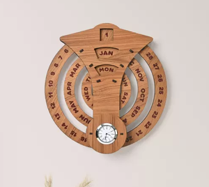 Calendario Perpetuo de Madera de Sándalo con Reloj, Estilo Náutico, Acabado Pulido para Decoración del Hogar y la Oficina - Product Image 5