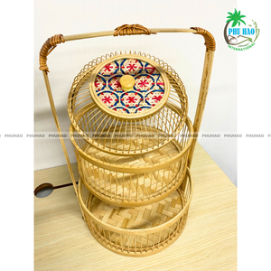 CESTA DE REGALO DE BAMBÚ Artesanal CESTA DE FRUTAS con tapa y asas Ideal para paquetes de spa y cuidado Decoración del hogar - Product Image 2