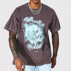 2026 fabrication en usine Logo personnalisé T-shirt tendance en coton épais pour hommes avec manches pour hommes T-shirt bouffant pour hommes - Product Image 4