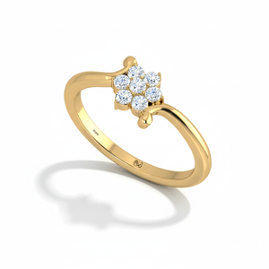 แหวนทอง 14K ประดับเพชรธรรมชาติ ดีไซน์หรูหราสำหรับผู้หญิง พร้อมเพชรทรงกลมเจียระไนแบบบริลเลียนท์ 7 เม็ด |   0.20 กะรัต |   ชุดลำลองประจำวัน - Product Image 3