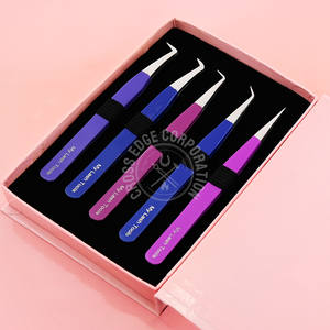 Pinzas para Extensión de Pestañas con Punta de Fibra, para Aplicación Individual, 90 Grados, Agarre Preciso, Antideslizantes - Product Image 1