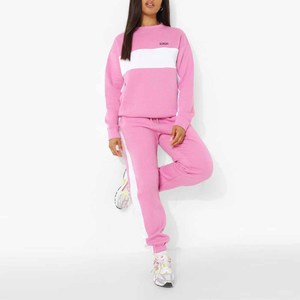 ชุดกีฬาขนแกะเนื้อนุ่มของผู้หญิงชุดวอร์มชุดกีฬาระบายอากาศลายบล็อกสีทึบออกแบบโลโก้ได้ตามต้องการ - Product Image 3