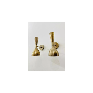 Paire Applique Murale Diabolo Italienne Mid-Century 1950 Brossé Cuivre Lanterne Sans Flamme Décoration de Maison Noël - Product Image 3