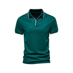 เสื้อกอล์ฟของผู้ชายเสื้อโปโลคอตตอนสีเขียวล้วนเสื้อโปโลสำหรับฤดูร้อน - Product Image 1