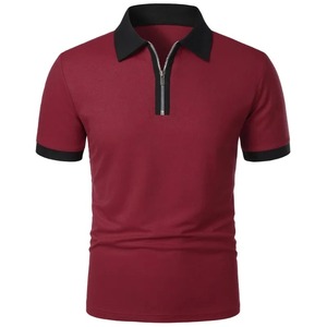 Polo d'été de couleur unie pour hommes T-shirts à manches courtes et fermeture éclair pour hommes Lapel Breathable Sweat Wear Large Size Lightweight Tops - Product Image 3