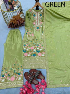 Salwar Kameez de satén pakistaní para mujer, ropa de boda de tela suiza, ropa india y pakistaní de estilo festivo, lista para usar, a precio económico. - Product Image 4