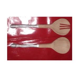 Juego de cubiertos de madera y aluminio de 2 con esmalte para vajilla, cubiertos de madera de tamaño personalizado de mango, juegos de cucharas y tenedores para mesa - Product Image 1