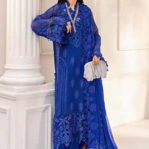 Robe Anarkali Lehenga Choli en Chiffon Brodé de Qualité Supérieure avec Ornements Faits Main, Tenue de Soirée Ethnique Infroissable pour Femme - Product Image 1