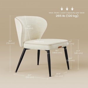 Hot Sale <strong>Dining</strong> Room Furniture <strong>Cream</strong> White Upholstered Synthetic Leather <strong>Dining</strong> <strong>Chairs</strong> for Kitchen Living Room - Product Image 2