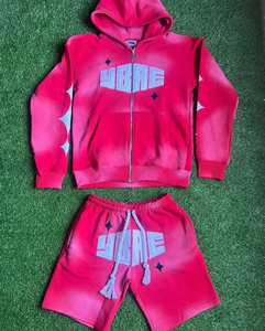 Conjunto de Ropa de Invierno Unisex de Alta Calidad con Sudadera con Cremallera de Peso Medio, Pantalones Cortos, Apliques Bordados, Etiqueta Tejida y Cordón Ajustable, Talla Grande - Product Image 2