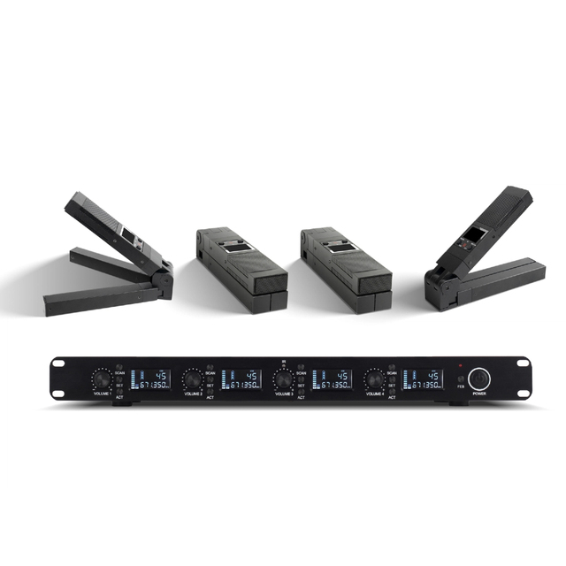 4 in 1 UHF Wireless Condenser Microphone Set with XLR Connector Crystal Clear Sound for Boardrooms and Large Events