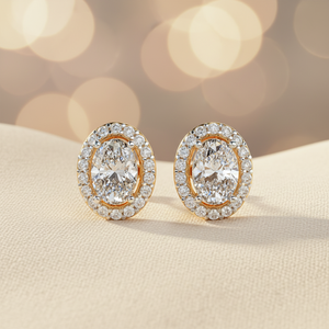 Dernières boucles d'oreilles en argent sterling 925 pour femmes, solitaire ovale, halo, moissanite, diamant, boucles d'oreilles à clous, fiançailles, mariage, anniversaire, cadeau - Product Image 6