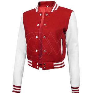 Chaquetas universitarias recortadas para mujer Chaquetas universitarias informales vintage de béisbol personalizadas de lana de alta calidad OEM Diseño 2024 - Product Image 2